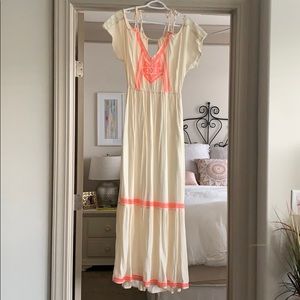 Cream and coral maxi